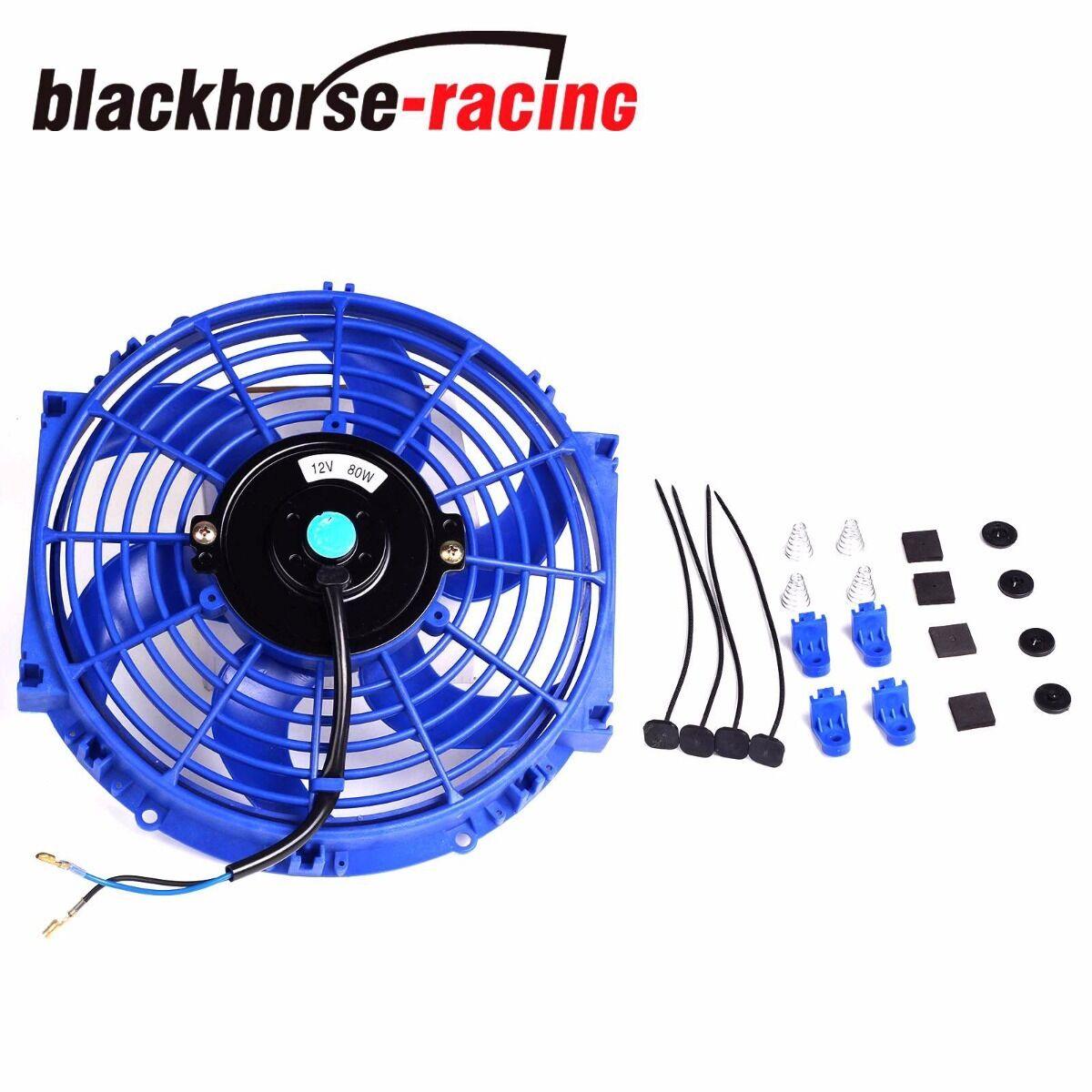 10'' ELECTRIC RADIATOR/ENGINE COOLING FAN+MOUNTING ZIP TIE KIT BLUE UNIVERSAL10'' - www.blackhorse-racing.com