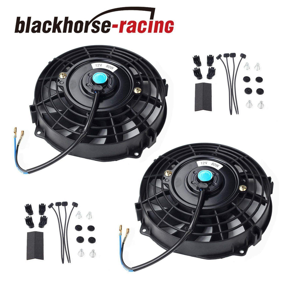 2X 7'' ELECTRIC RADIATOR/ENGINE COOLING FAN+MOUNTING ZIP TIE KIT BLACK 7'' - www.blackhorse-racing.com